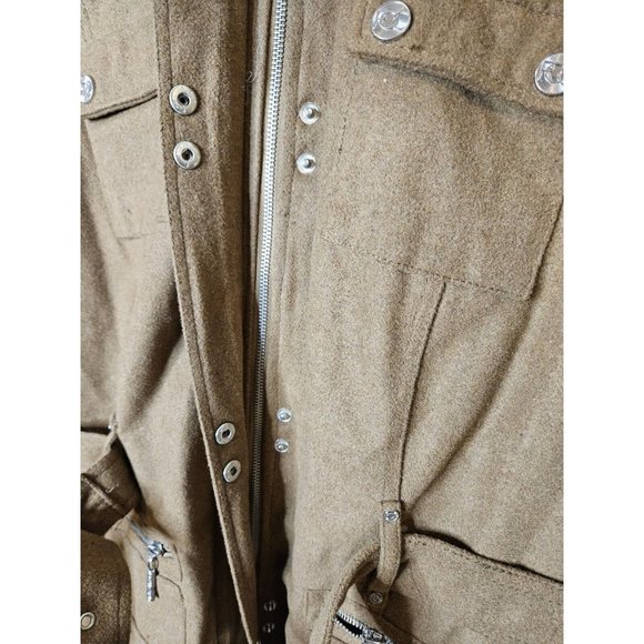 Rocawear Trench Retro Hip Hop 90s Hooded trench Coat Size 2XL Wool Blend Womens - Picture 11 of 16